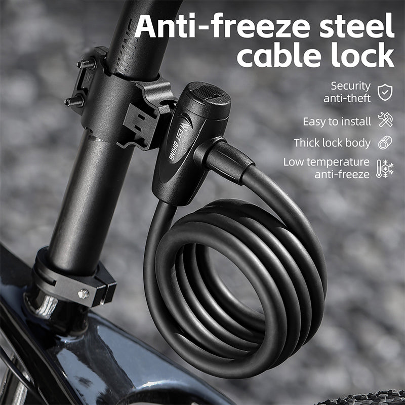 WEST BIKING YP0705099 1.2m Bicycle Lock Anti-freeze Steel Cable Anti-Theft Lock WEST BIKING YP0705099 1.2m Bicycle Lock Anti-freeze Steel Cable Anti-Theft Lock
